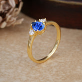 Classic Pear Cut Sapphire Three Stone Promise Ring Four Claw Prong Setting